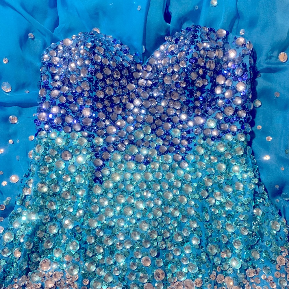 Blush Prom Blue Embellished Mermaid Dress